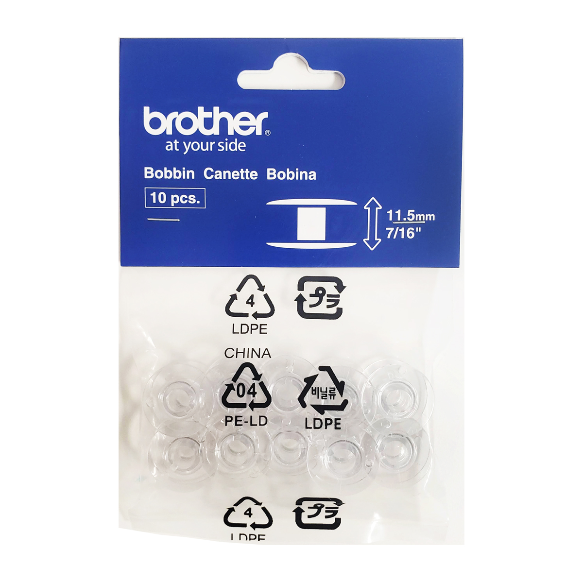 Brother SA156 Class 15 Plastic 7/16H Bobbins - 10 Pack