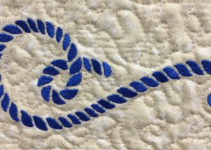 blue thread stitching