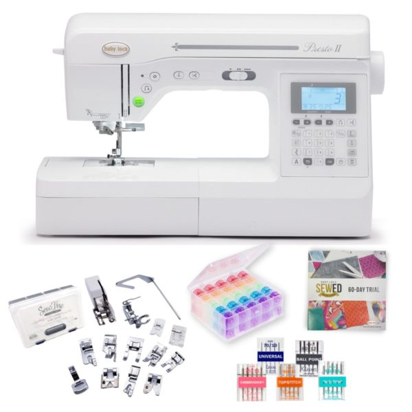 Baby Lock Presto 2 sewing machine shown with bundle