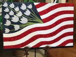 red white bloom flag