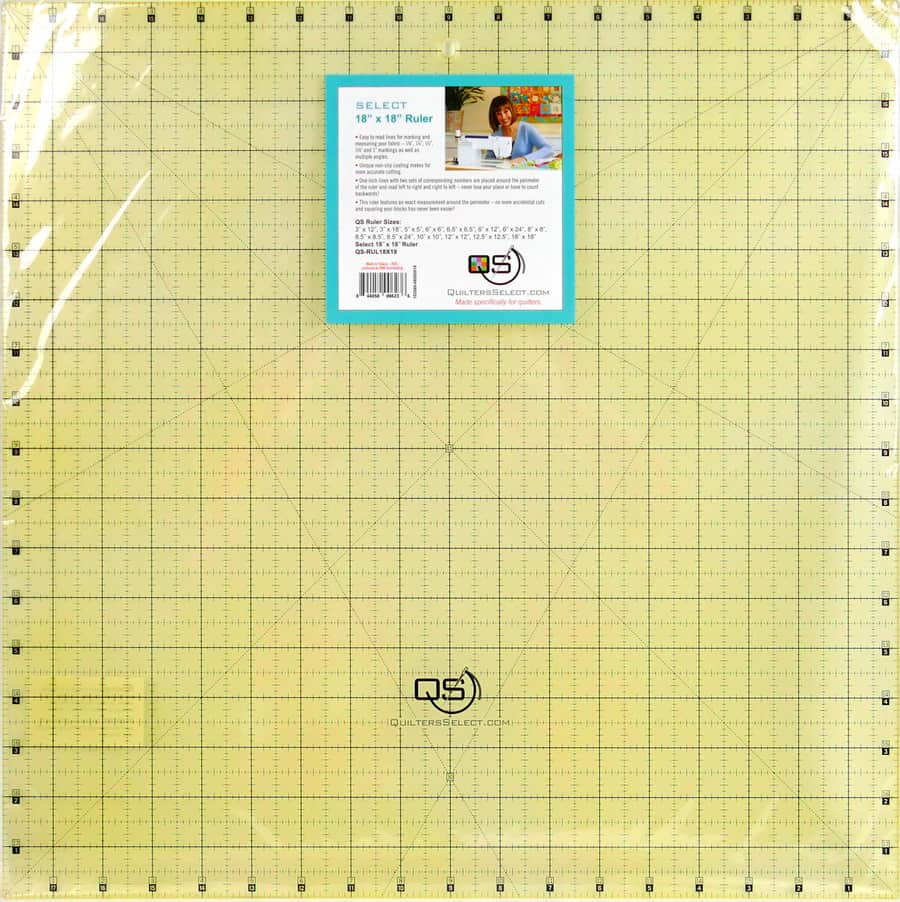 18 x 18 Ruler- Quilters Select Non-Slip 18 x 18 Ruler for Quilters