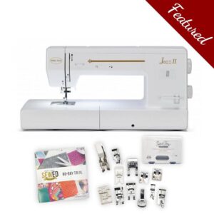 Baby Lock Jazz II sewing and quilting machine main product image with featured bundle