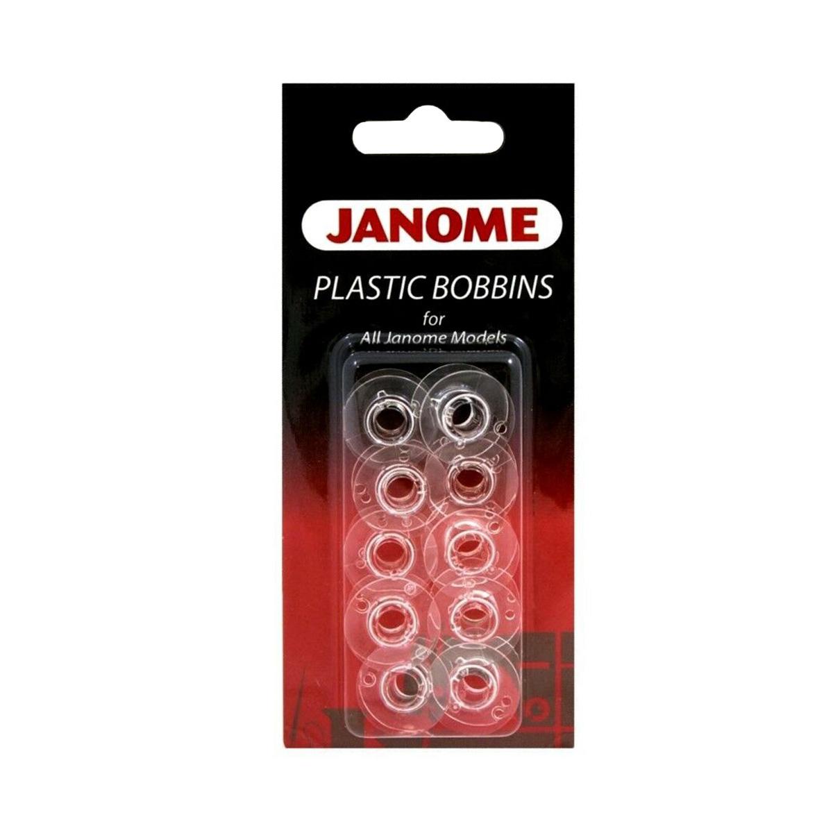 GENUINE JANOME PLASTIC BOBBINS X 10 IN PACKET FOR JANOME SEWING MACHINE 