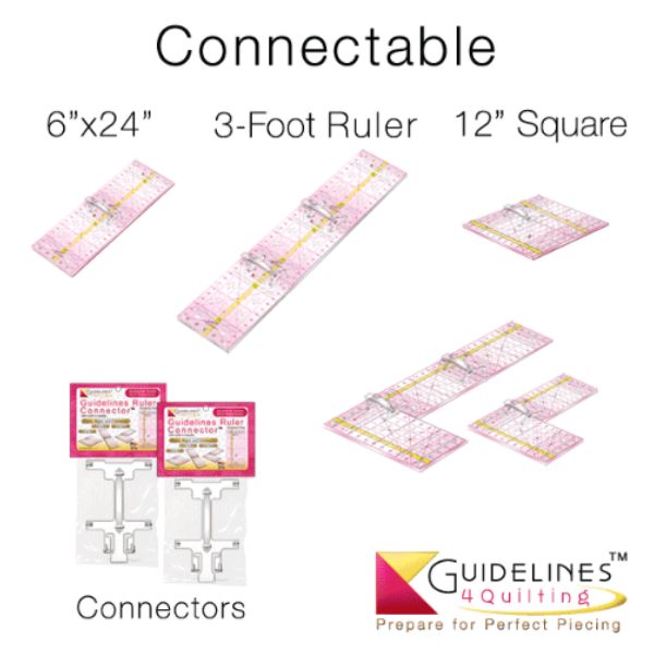 Perfect4Pattern 2 Guideline Rulers with Seam Guide and Connector (GL-P4P-2) connectable rulers