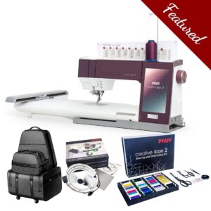 Pfaff Creative Icon 2 sewing and embroidery machine main product image with warehouse sale bundle