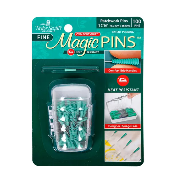 Magic Pins - 50 Pack Quilting Pins with Comfort Grip - Moore's Sewing