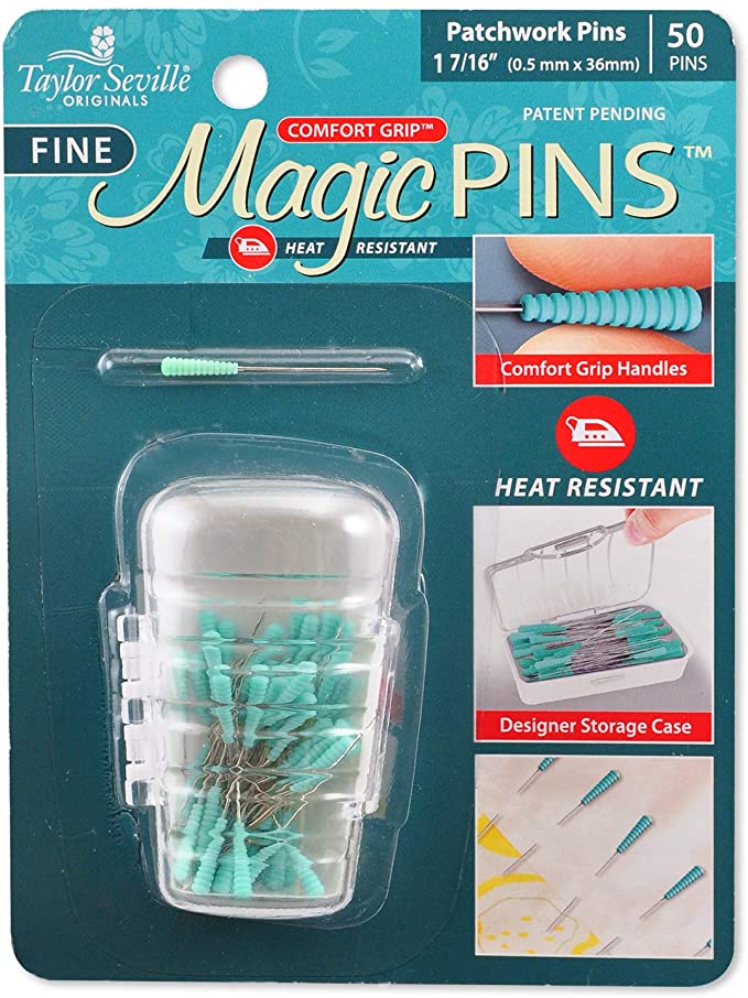 Magic Pins 50 Pack Quilting Pins with Comfort Grip Moore's Sewing