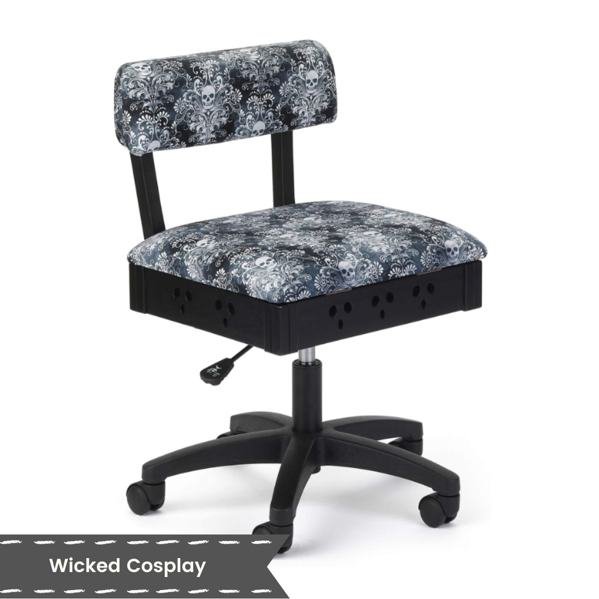 Arrow H7013B Adjustable Height Hydraulic Sewing and Craft Chair with Under  Seat Storage and Printed Fabric by Riley Blake, Black Notions Upholstery