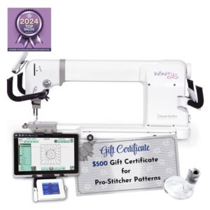 Handi Quilter Infinity with Pro-Stitcher main product image with 2024 dealer award and featured bundle