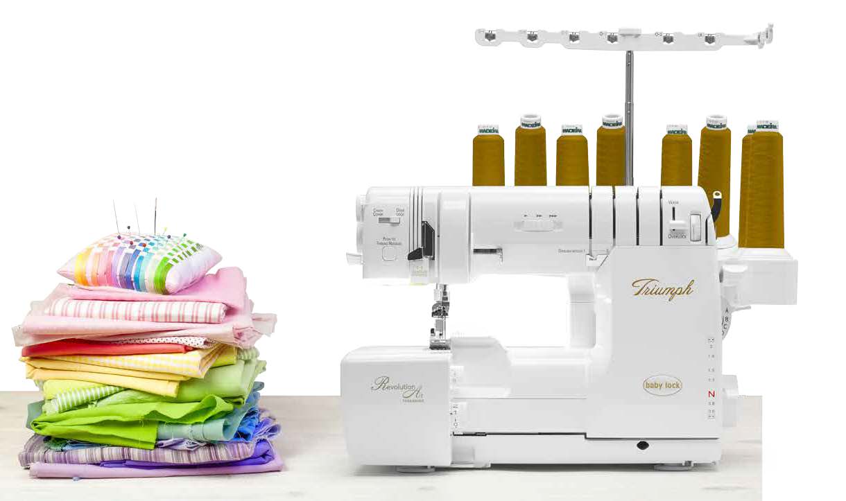 Baby Lock Triumph air-threading serger with projects