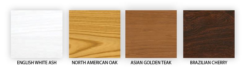 Four wood finishes to choose from