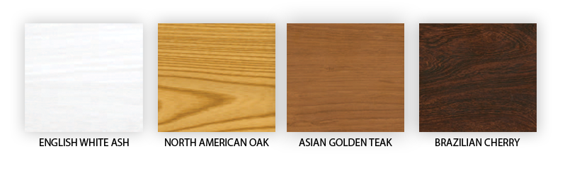 Four wood finishes to choose from