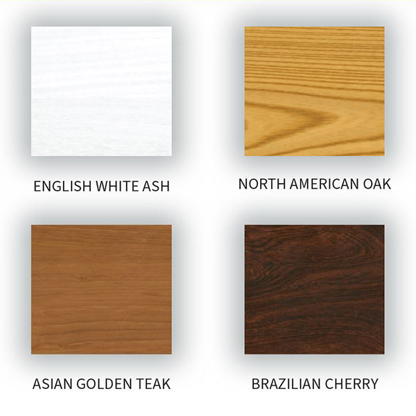 Four wood finishes to choose from