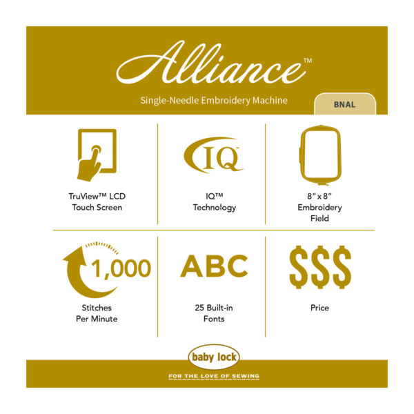 Baby Lock Alliance machine info card