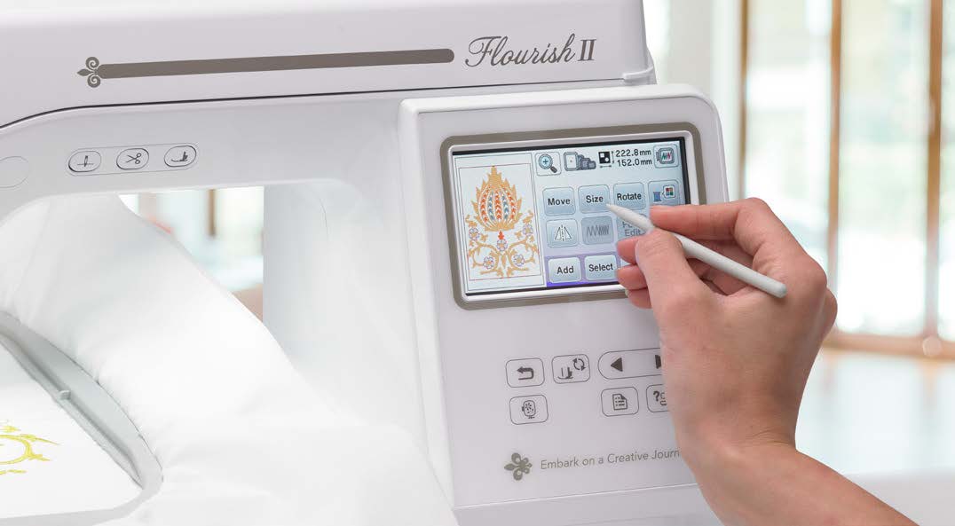 On screen embroidery editing with the Baby Lock Flourish 2