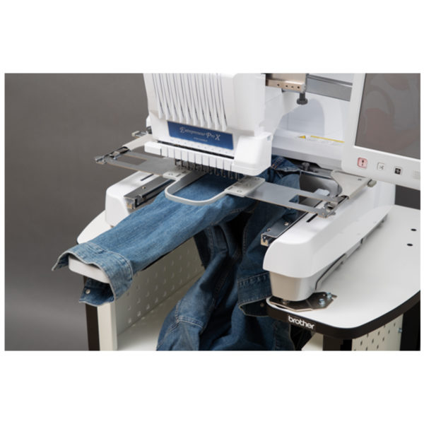 Brother Tubular Table with garment on Brother multi-needle embroidery machine
