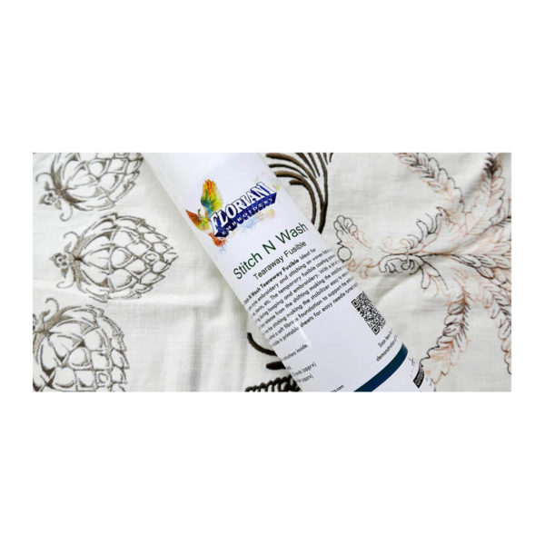 Floriani Stitch N Wash Fusible Tearaway stabilizer - product with sample