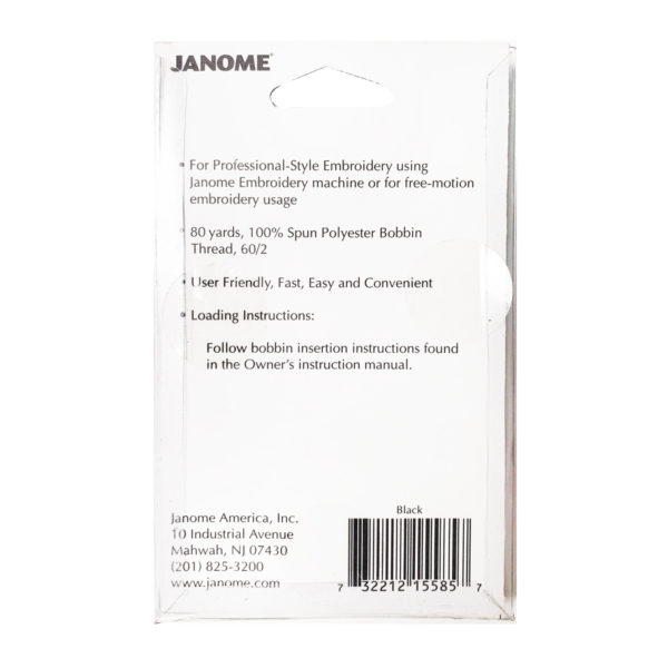 Janome Prewound Bobbins back of package