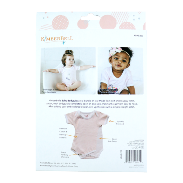 Kimberbell Baby Bodysuit Blushing Peach back of package