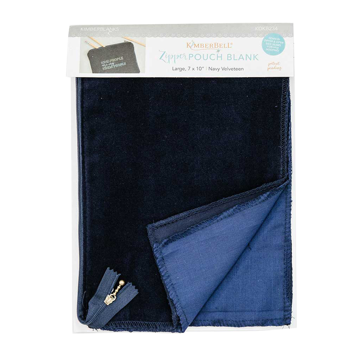 Kimberbell Navy Velveteen Zipper Pouch large main product image