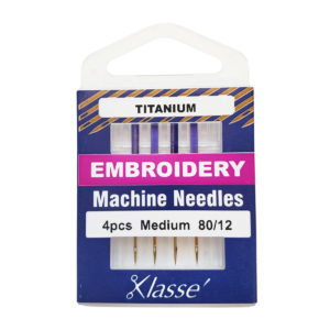 Klasse Titanium Embroidery Needles size 80/12 - 6 per pack