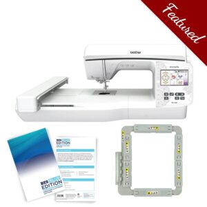 Brother NQ1700E embroidery machine main product image with featured bundle