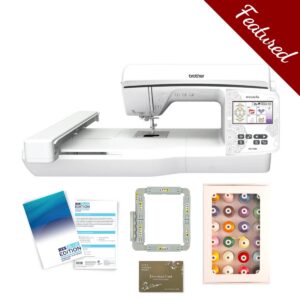 Brother NQ1700E embroidery machine main product image with featured bundle