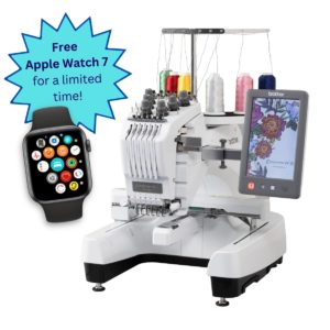 Brother Entrepreneur PR680W multineedle embroidery machine main product image with featured Apple Watch 7