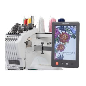 Brother Entrepreneur PR680W closeup of screen of multineedle embroidery machine