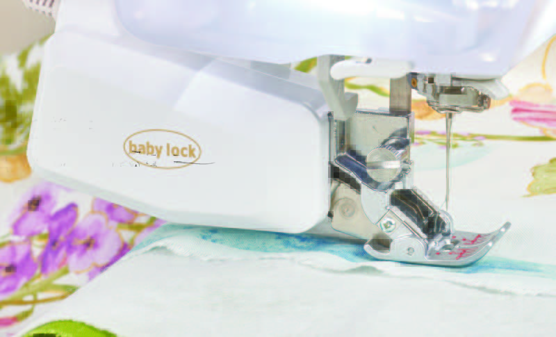 The Digital Dual Feed system with the Baby Lock Chorus allows the machine to handle all types and thicknesses of fabric