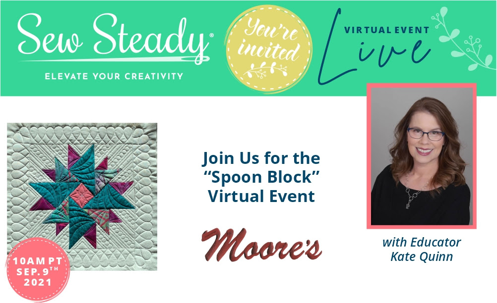 Sew Steady Spoon Block Flower Power virtual event card