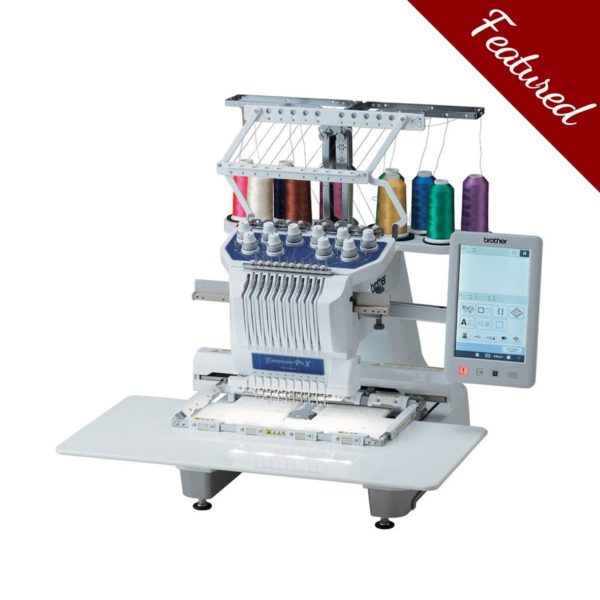 Brother PR1055X multi-needle embroidery machine featured for warehouse sale
