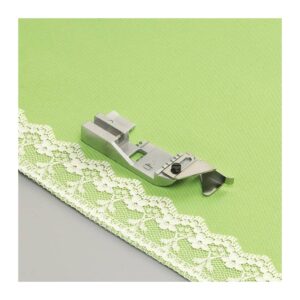 Lace applicator foot for Baby Lock 8-thread serger sewing sample