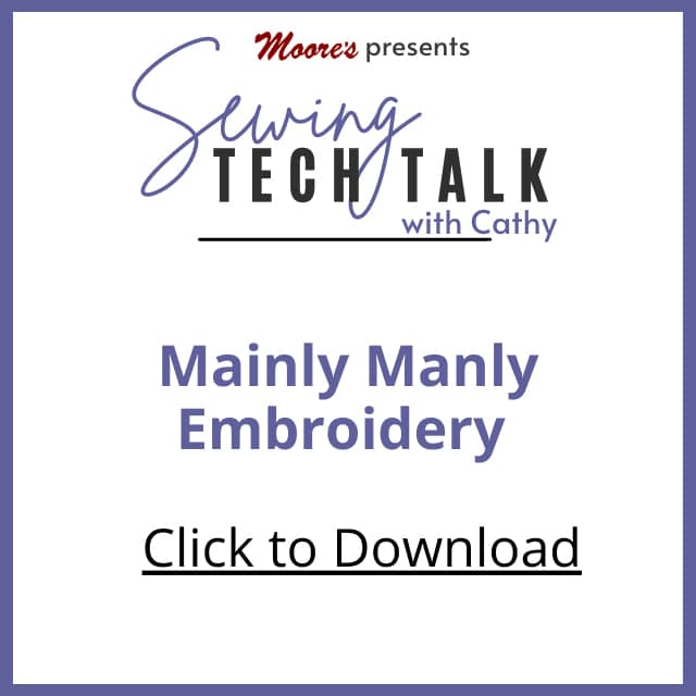 PDF Card for Mainly Manly Embroidery (Sewing Tech Talk with Cathy)