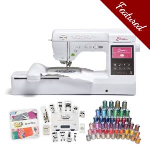 Baby Lock Bloom Embroidery and sewing machine with embroidery main product image with featured bundle