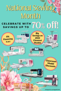 National Sewing Month sale home page banner for mobile