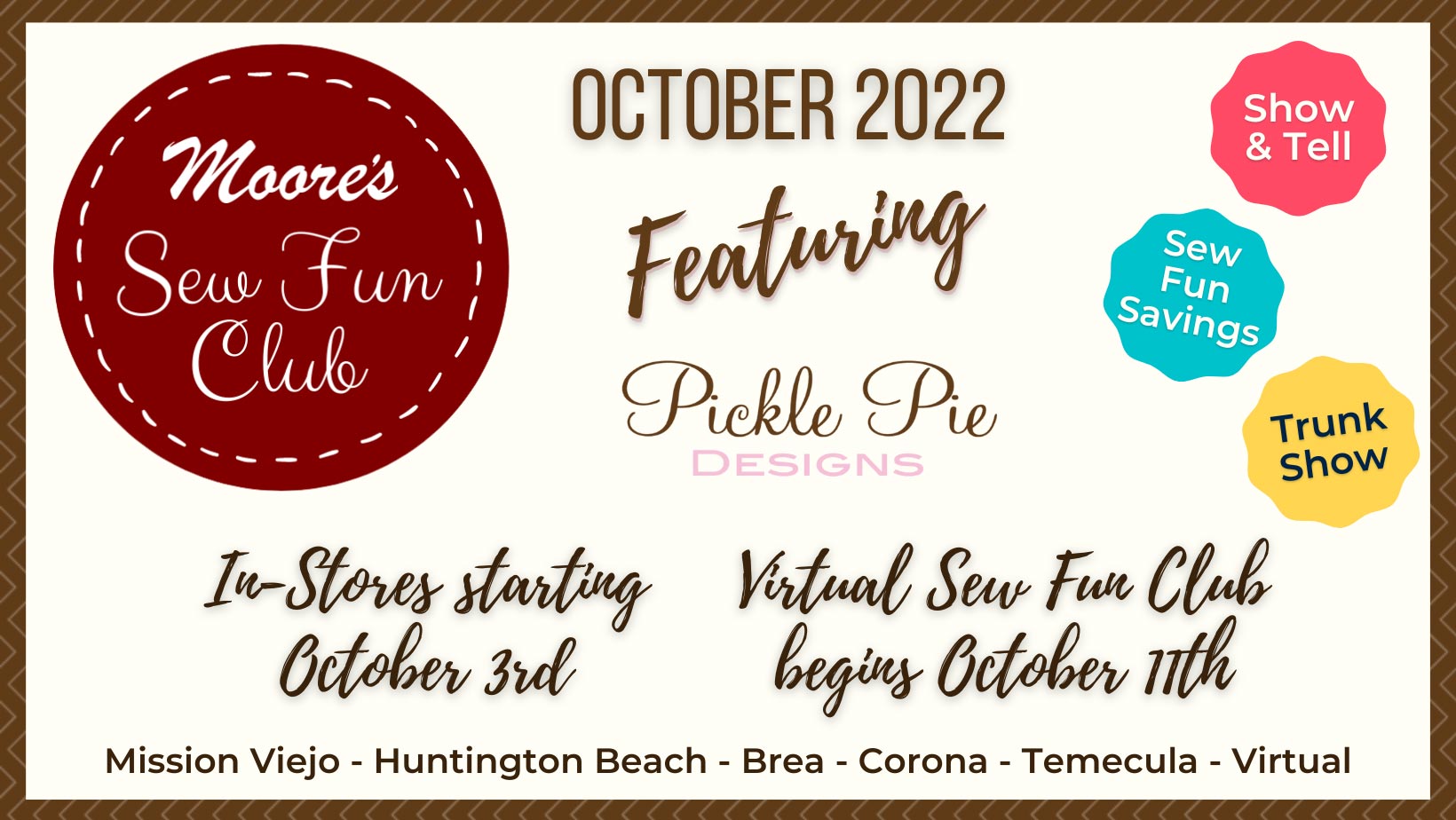 Event page card for Sew Fun Club October