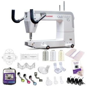 Janome QuiltMaker 15 longarm quilting machine main product image with featured bundle