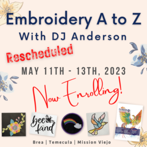 Embroidery A to Z event sign up page image dates updated