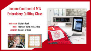 Janome M17 Embroidery Quilting Class info card