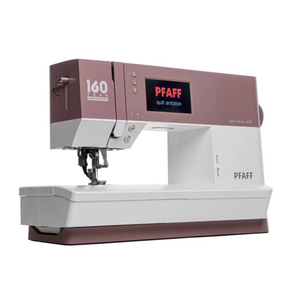 Pfaff Quilt Ambition 635 sewing and quilting machine view angled toward needle