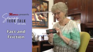 Info card for Sewing Tech Talk vlog on Fact and Friction