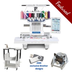 Brother PR1055X multi-needle embroidery machine main product image with featured bundle