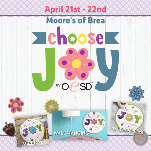Graphic for OeSD Choose Joy Event at Moore's of Brea in April