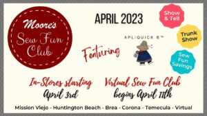 Info card for April Sew Fun Club featuring Apliquick