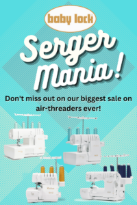Serger Mania home page banner for mobile