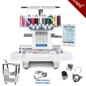 Brother PR1055X multi-needle embroidery machine main product image with bonus bundle