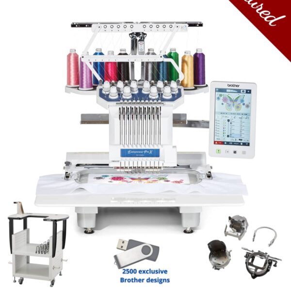 Brother PR1055X multi-needle embroidery machine main product image with bonus bundle