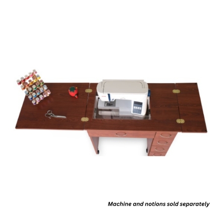 Arrow Alice Sewing Cabinet in teak view from top