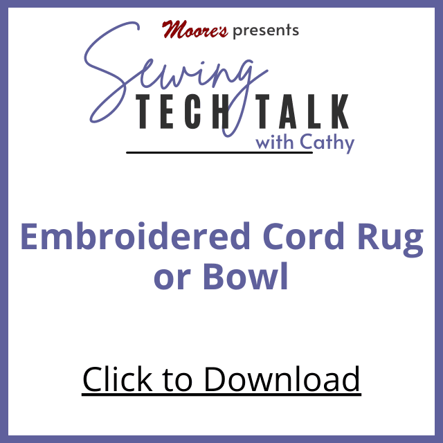 PDF Card for Embroidered Cord Rug or Bowl (Sewing Tech Talk with Cathy)